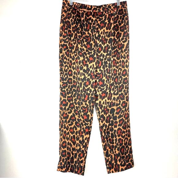 J Crew | Leopard Print Pants Slacks Satiny 8 - Picture 1 of 10